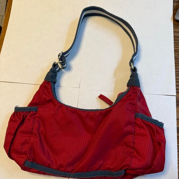 Abercrombie & Fitch Y2K Nylon Hobo Shoulder Bag Red Orange Sporty - Picture 3 of 8